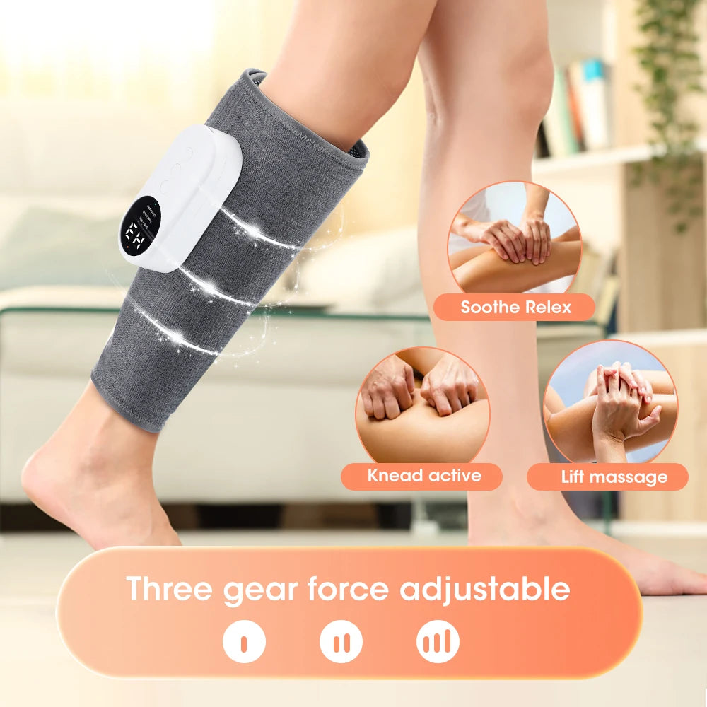 360° Air Pressure Wireless 3-Mode Calf Massager 3-Level Heating Leg Muscle Relaxation & Shaping