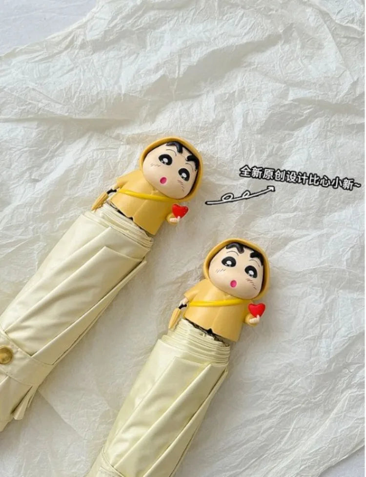 Crayon Shin-Chan 3D Raincoat Figure Dual-Propose Foldable Sunshade UV Protection UPF50+ Portable Umbrella